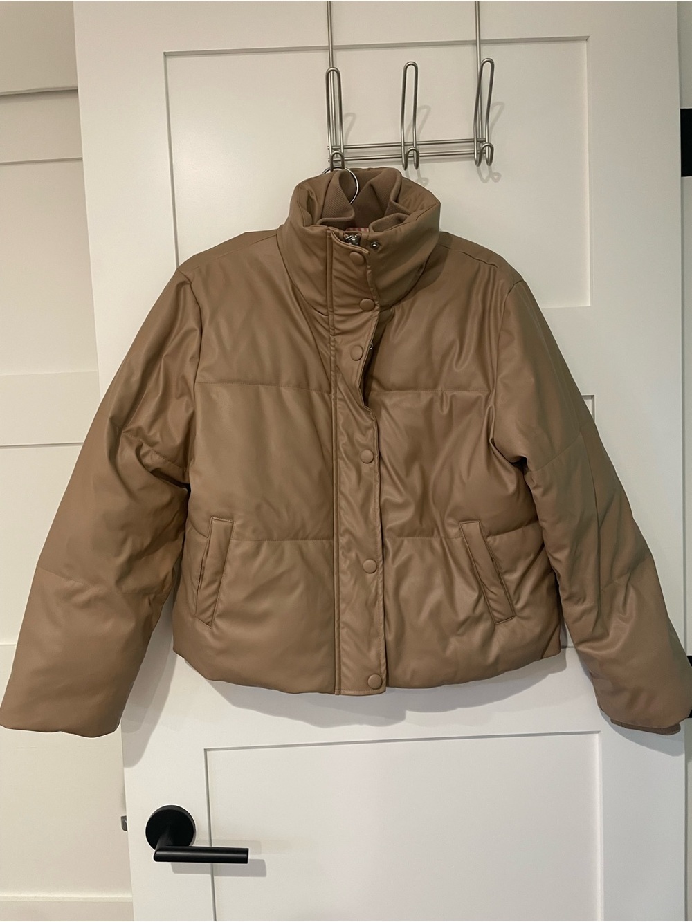 Prologue Faux Leather Puffer Jacket
